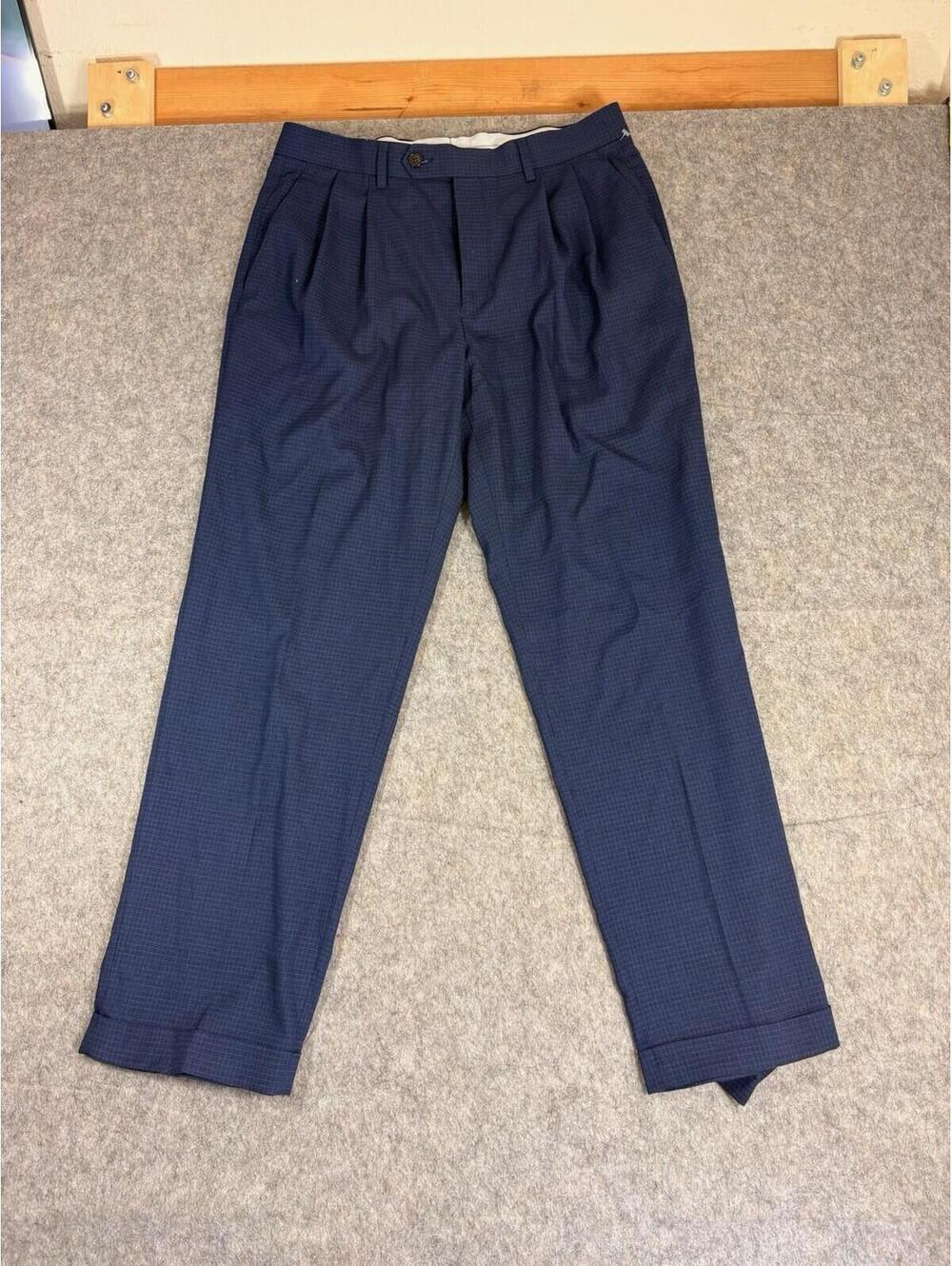 Ralph Lauren Dress Pants Mens 32x30 Pleated Blue Straight Slacks